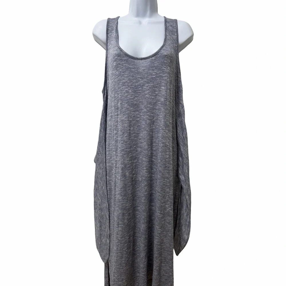 LA BLANCA Beach Tie Up Knit Midi Tank Dress Size L‎ Blue Resort Vacay Cruise NEW
